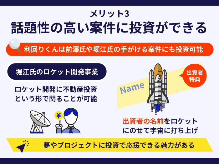 利回りくんの強み・メリット3.話題性の高い案件に投資ができる